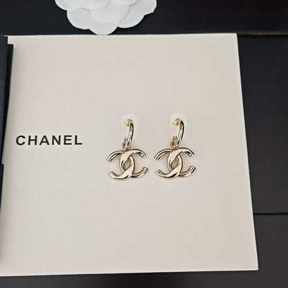 CC Gold Pendant Earrings