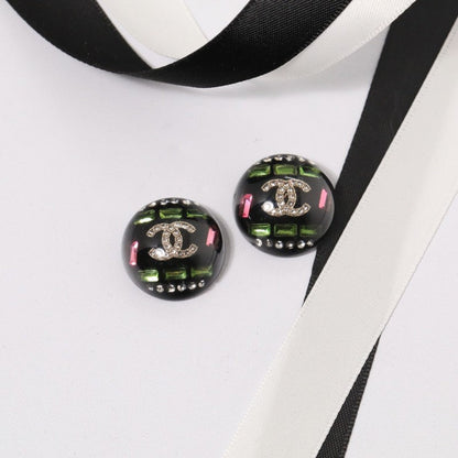 CC Black Round Earrings