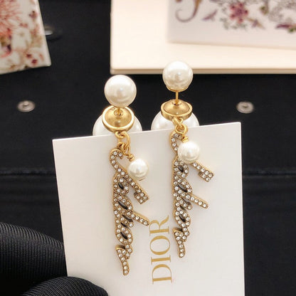 CD J'Adior Long Diamond Earrings