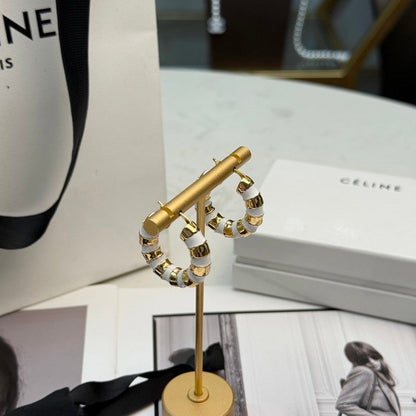 CE Pearl Round Gold Earrings