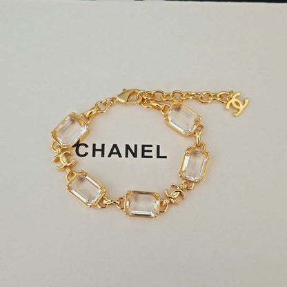 CC Crystal Gold Chain Bracelet
