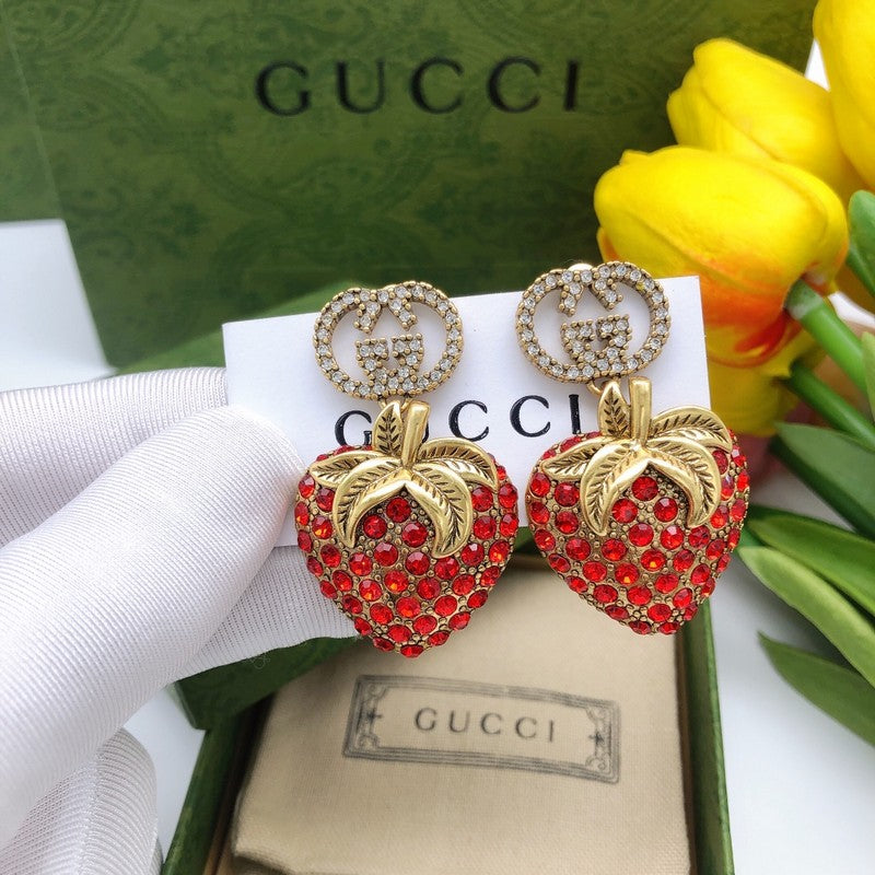 GG Red Strawberry Diamond Earrings