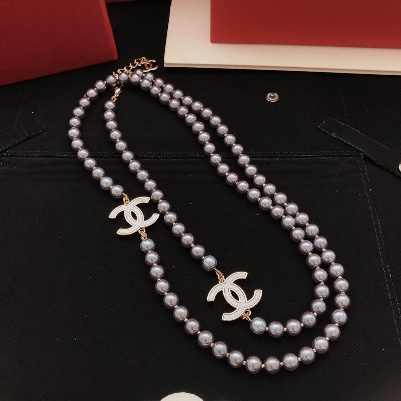 CC Purple Pearl Long Necklace