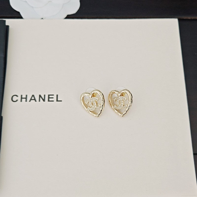 CC Heart Diamond Earrings
