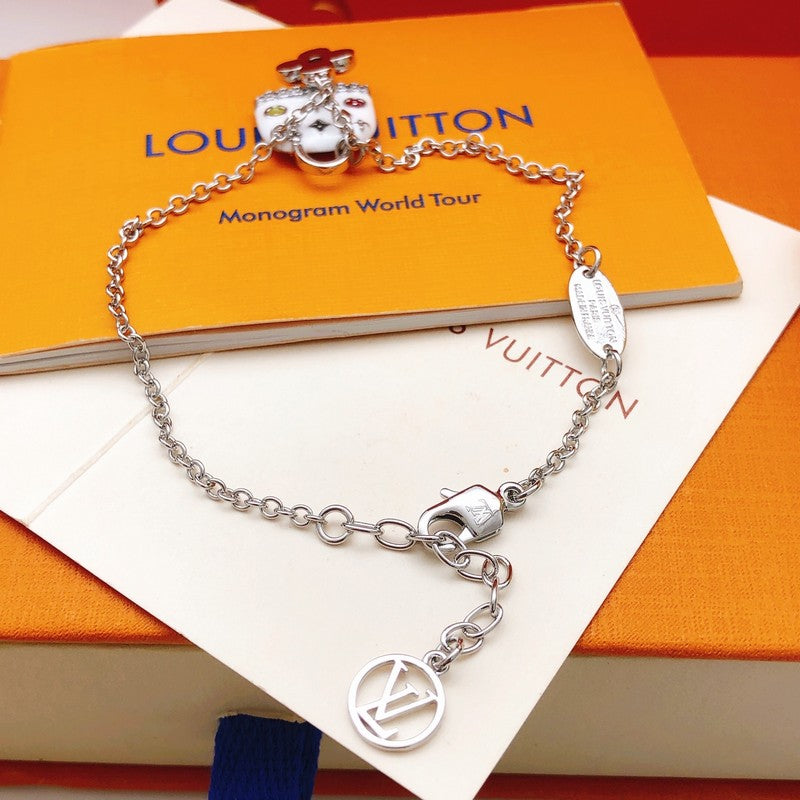 Louis Pink Bag Gold Bracelet