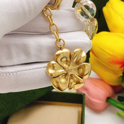 GG Crystal Flower Pendant Bracelet
