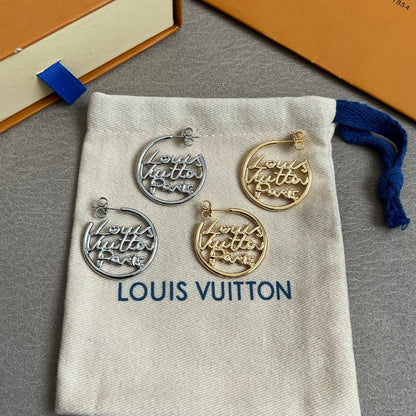 Louis Script Gold Earrings