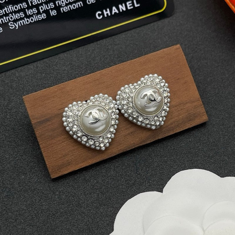 CC Heart Diamond Earrings