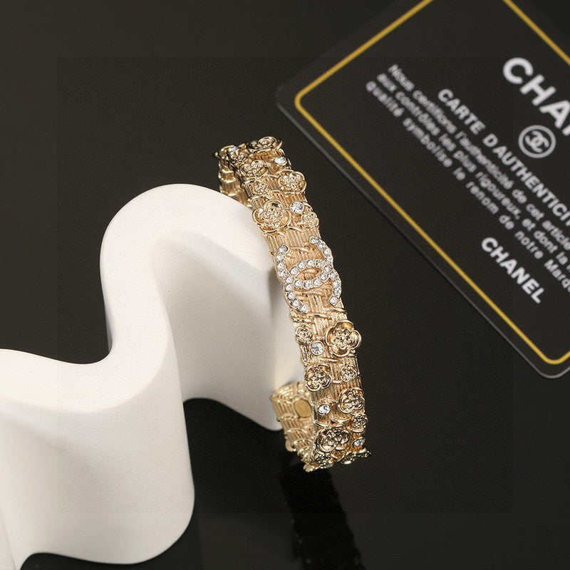 CC Flower Diamond Cuff Bracelet