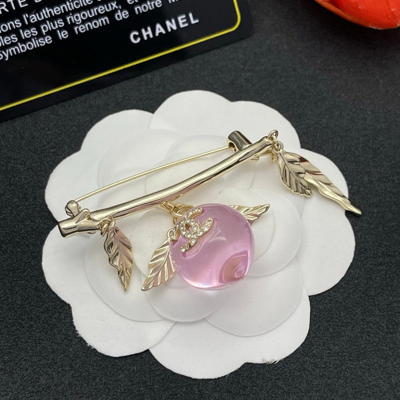 CC Pink Crystal Heart Brooch
