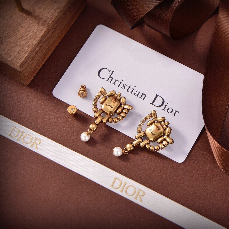 CD Crystal Gold Earrings