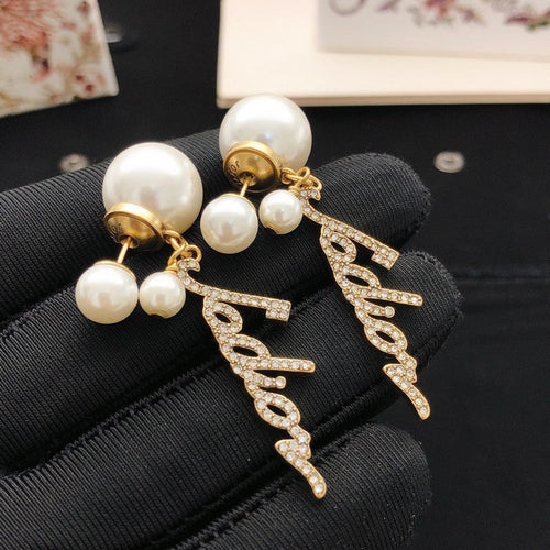CD J'Adior Long Diamond Earrings