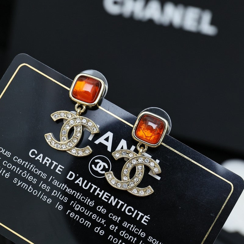 CC Red Crystal Diamond Drop Earrings