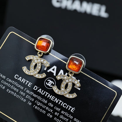CC Red Crystal Diamond Drop Earrings