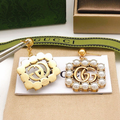 GG Pearl Drop Sqaure Earrings