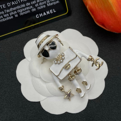 CC Robot Gabrielle Doll White Brooch