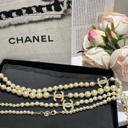 CC 100th Anniversary Fuax Pearl Long Necklace