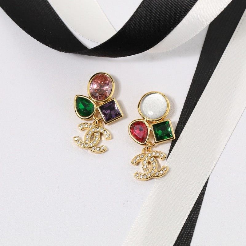 CC Color Crystal Gold Earrings