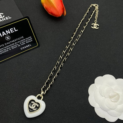 CC Heart Leather Necklace