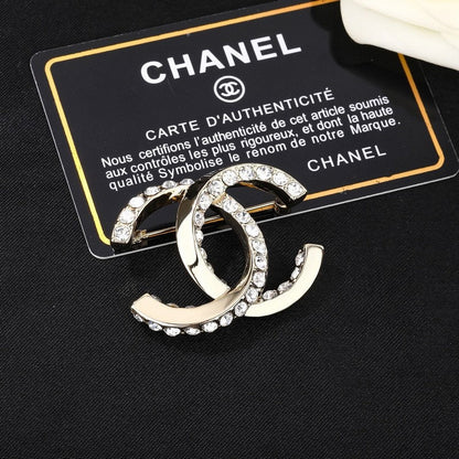 CC Pave Diamond Gold Brooch