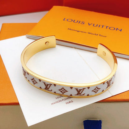 Louis White Monogram Gold Bracelet