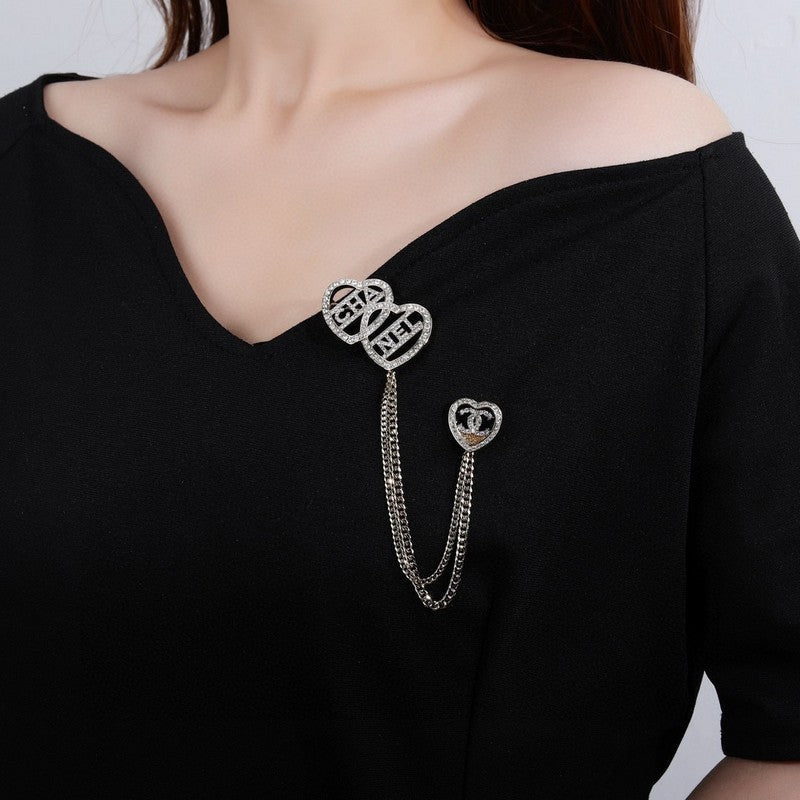 CC Triple Heart Chain Brooch