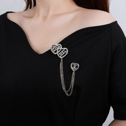 CC Triple Heart Chain Brooch