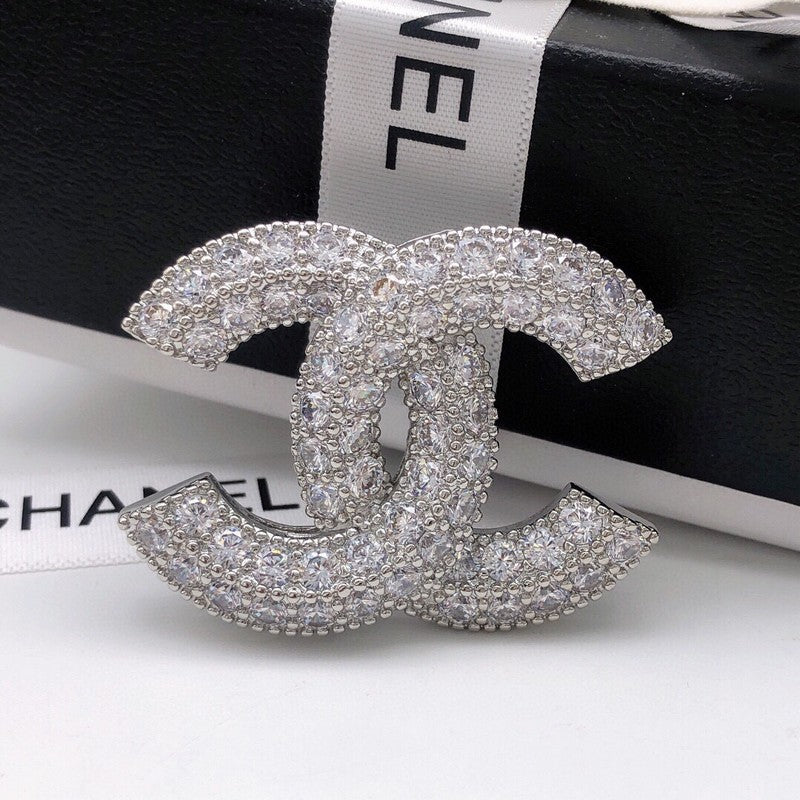 CC Diamond White Gold Brooch