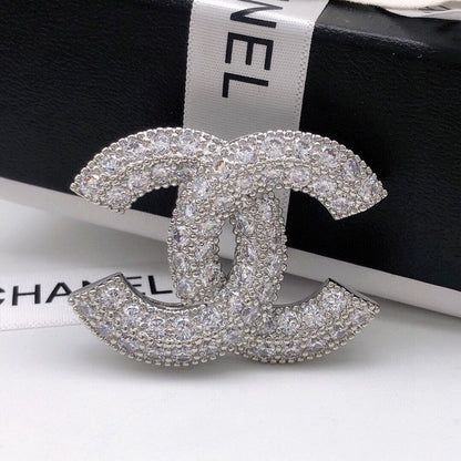 CC Diamond White Gold Brooch