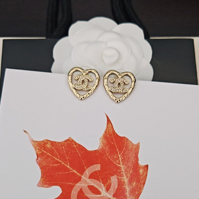 CC Heart Diamond Earrings