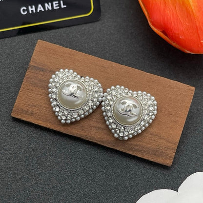 CC Heart Diamond Earrings
