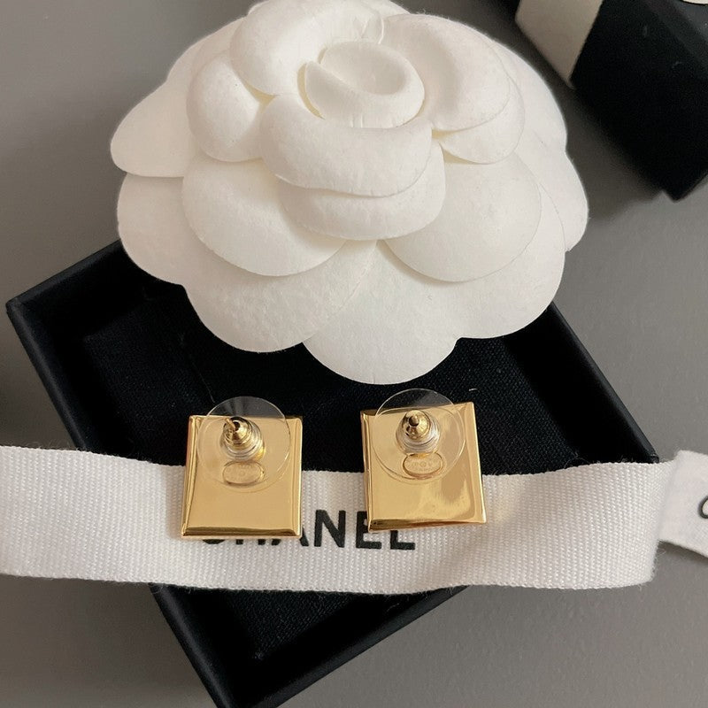 CC Black Gold Square Earrings