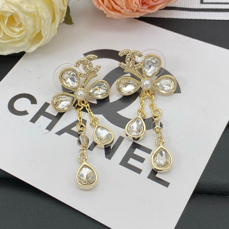 CC Crystal Drop Gold Earrings