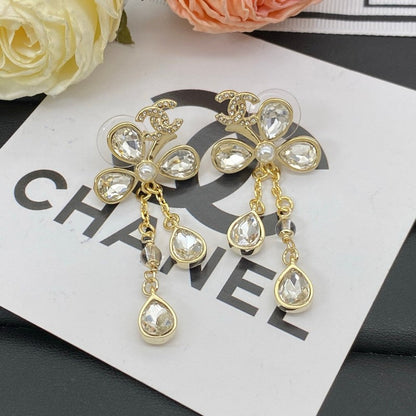 CC Crystal Drop Gold Earrings