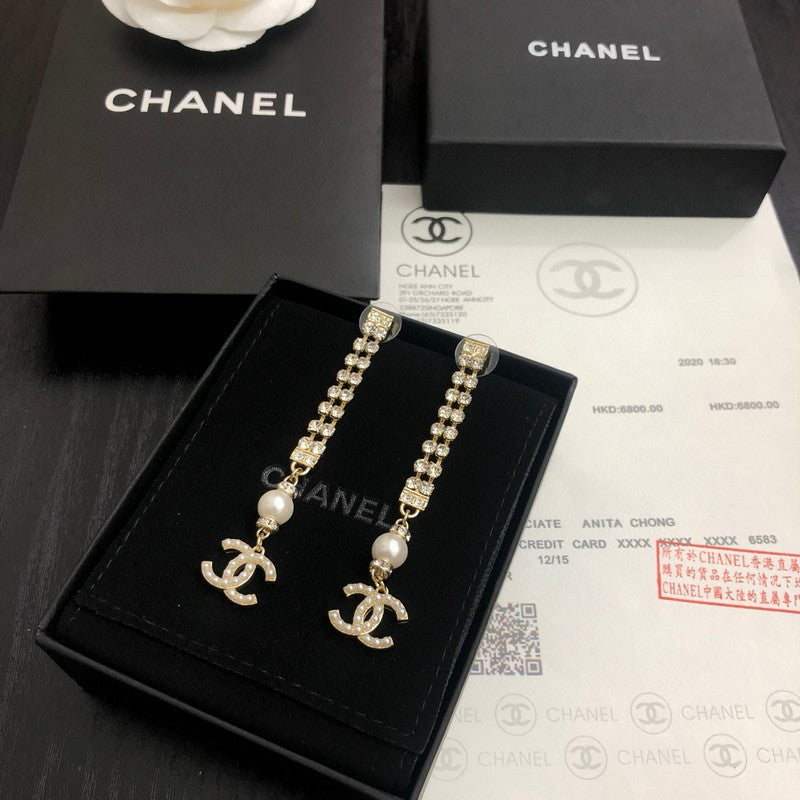 CC Diamond Tassel Long Earrings