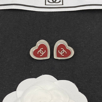 CC Black & Red Heart Gold Earrings