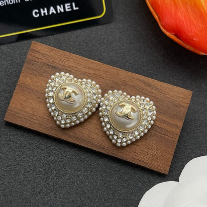 CC Heart Diamond Earrings