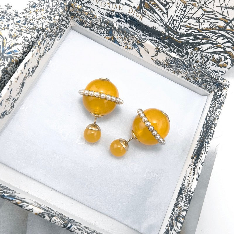 CD Yellow Ball Pearl Earrings