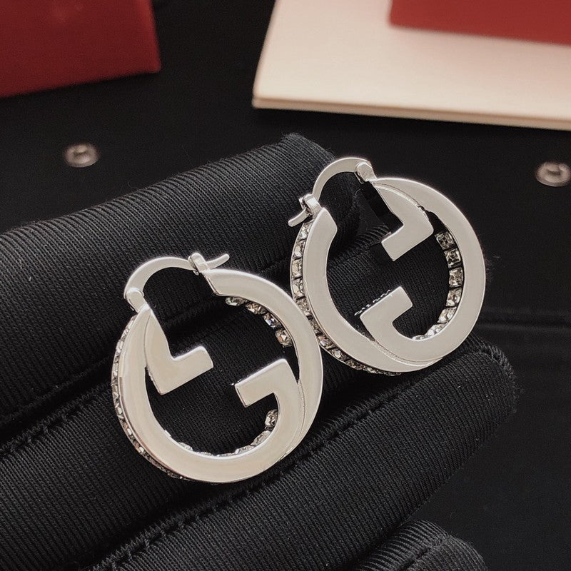 GG Crystal White Gold Earrings