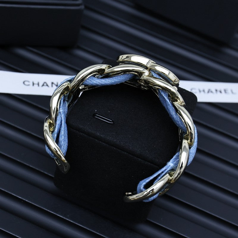 CC Denim Braided Gold Cuff Bracelet