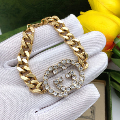 GG Interlocking G Diamond Chain Bracelet