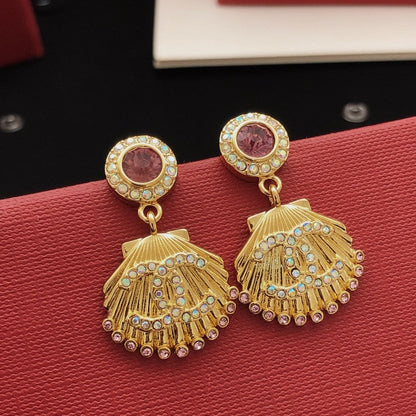CC Color Crystal Seashell Earrings