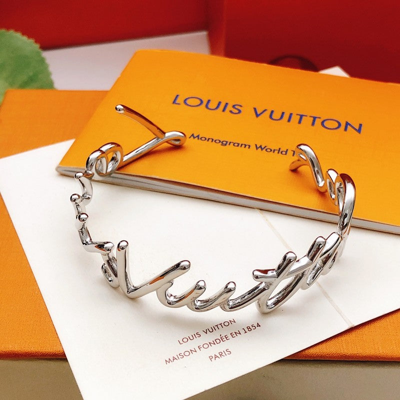 Louis Script Gold Cuff Bracelet