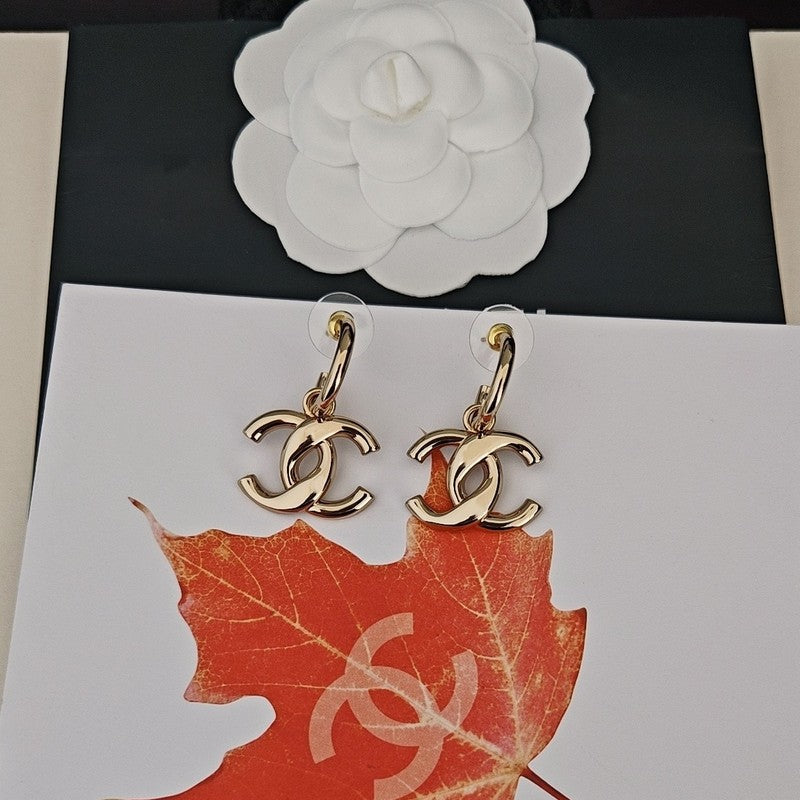 CC Gold Pendant Earrings