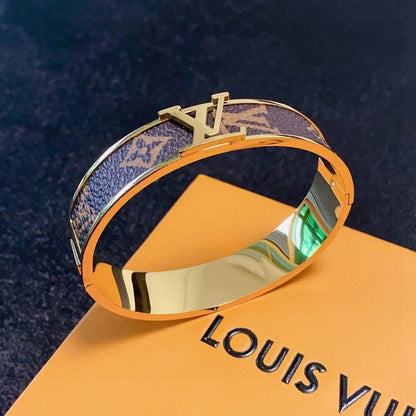 Louis Monogram Wide Leather Bracelet