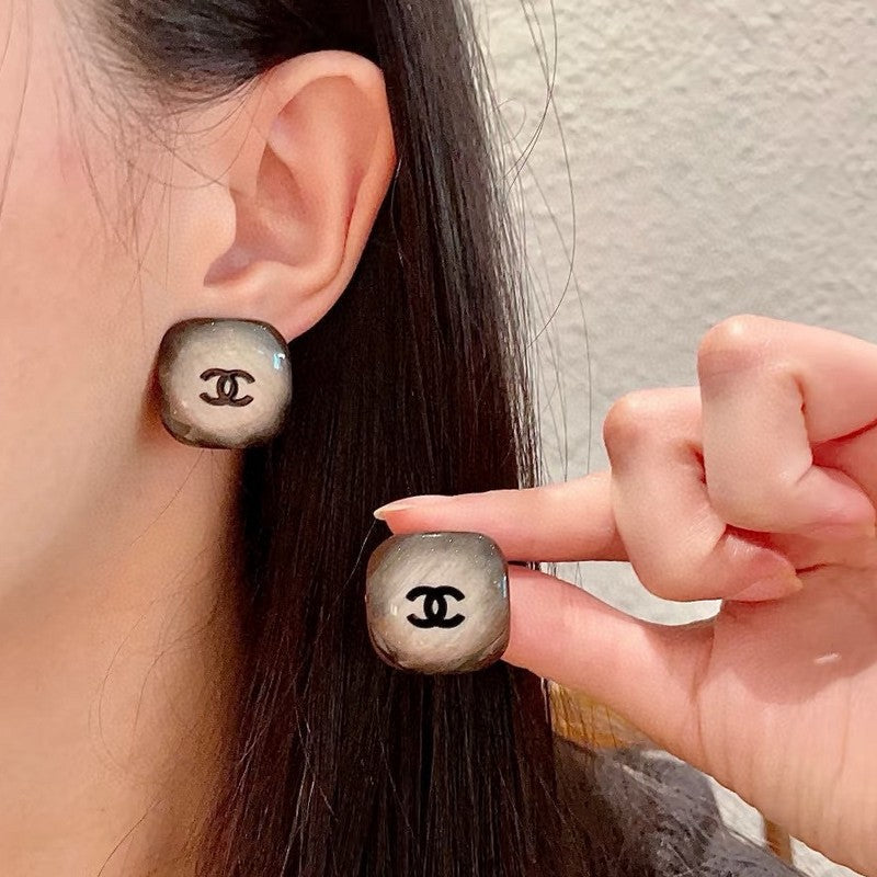 CC Black Square Earrings