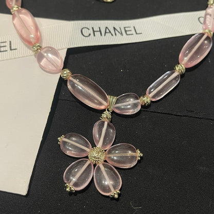 CC 26C Pink Crystal Flower Necklace