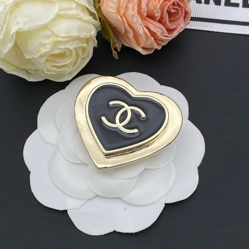 CC Black Heart Gold Brooch