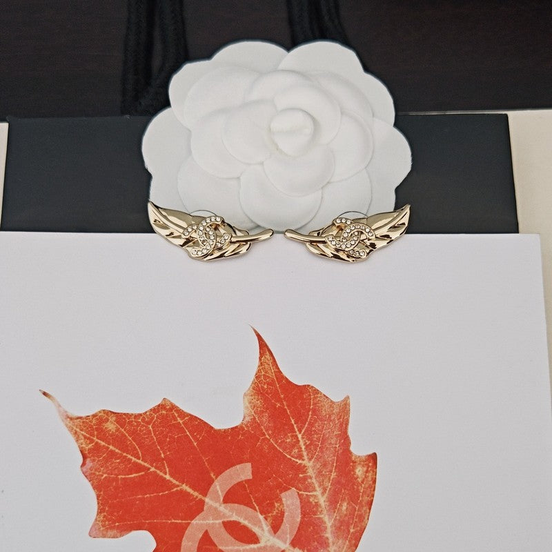 CC Diamond Leaf Earrings