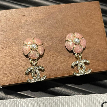 CC 26C Pink Camellia Diamond Earrings